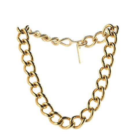 dior curb chain necklace|Dior gold finish necklace.